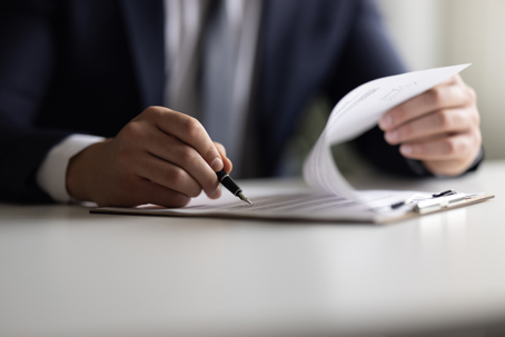 lawyer reviewing document